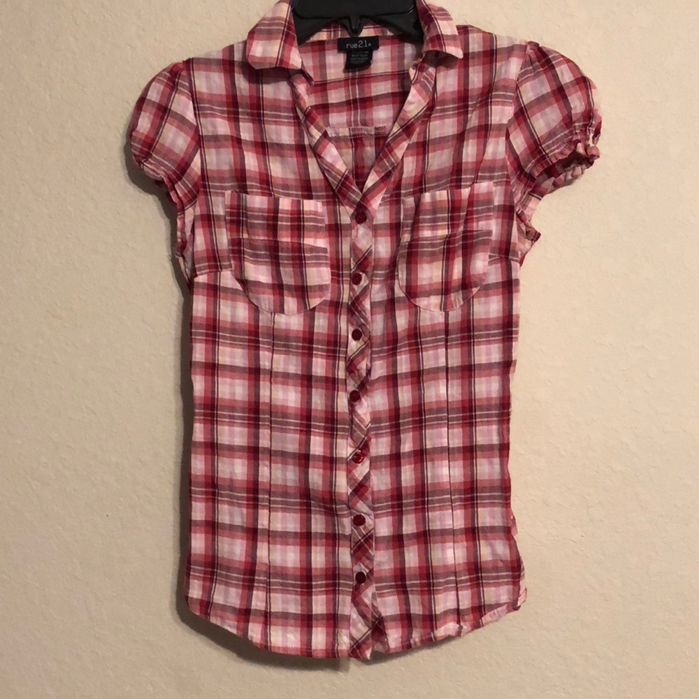 Rue 21 red plaid button down